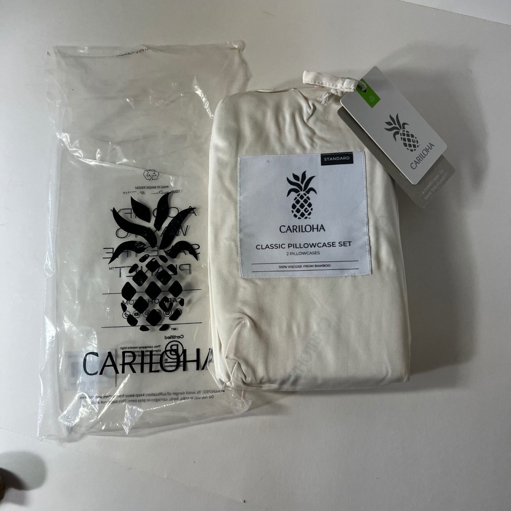 Cariloha Classic Twill Pillowcase Set Ivory Standard Size NIP ViscosefromBamboo